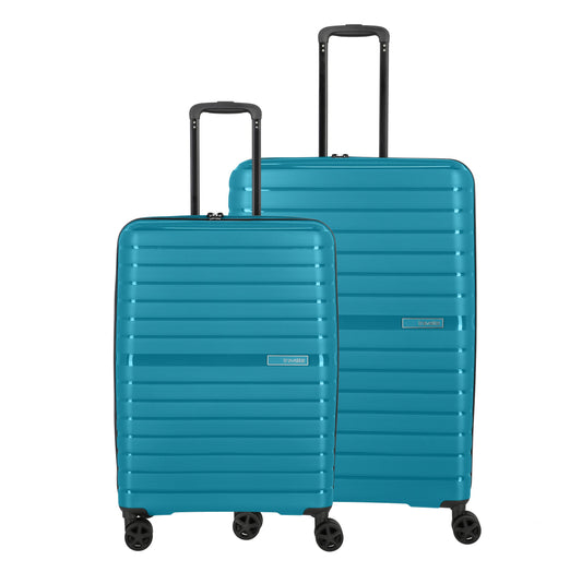 travelite 4-wheel suitcase set 2 parts sizes L/M, luggage series Trento: hard-shell trolleys with TSA combination lock